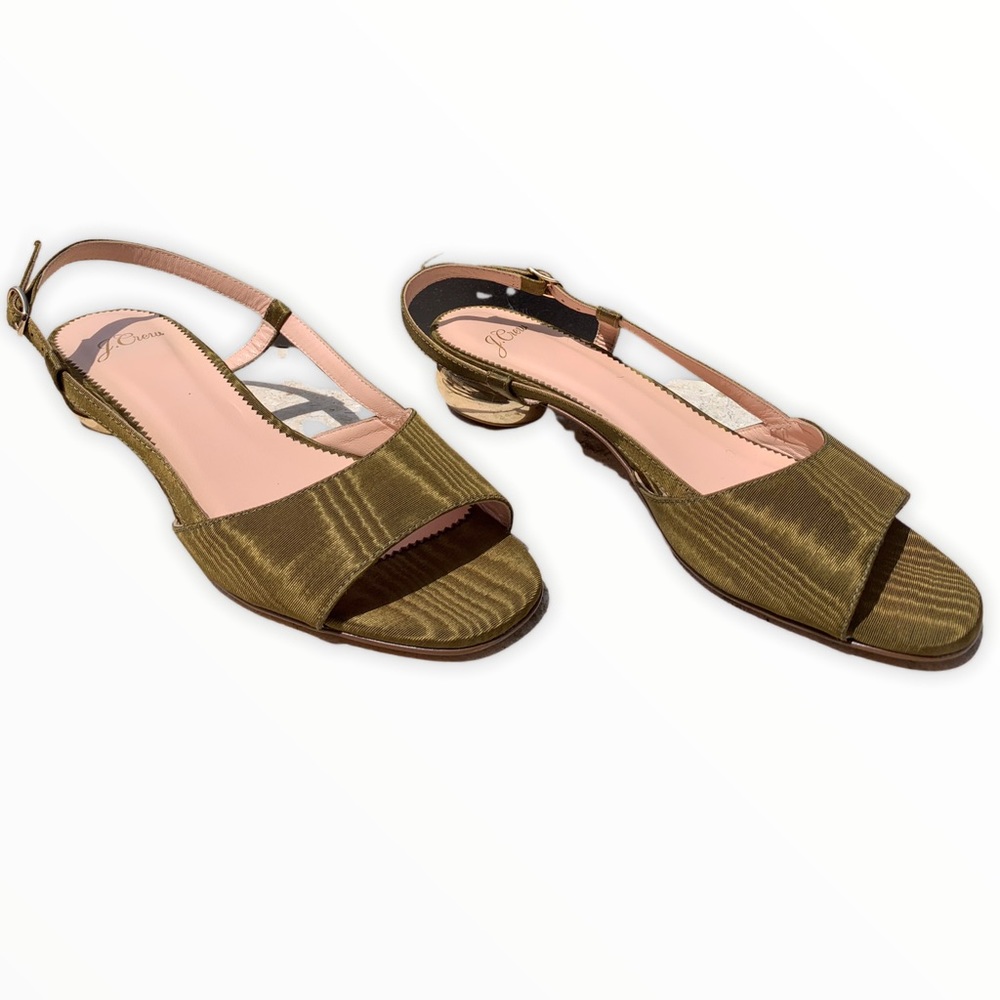 J crew collection silk faile abstract low heel sandal
